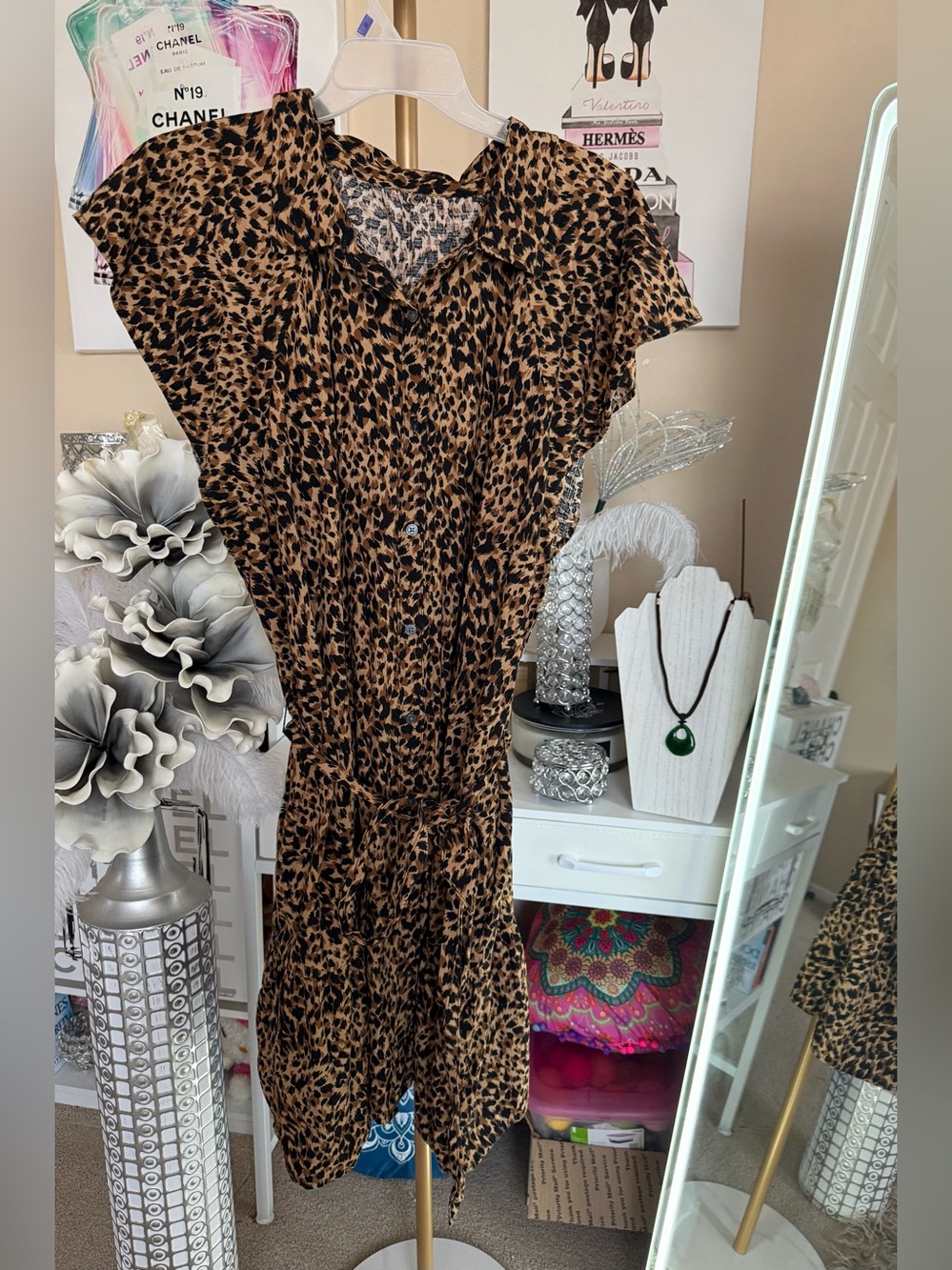 Leopard Print Button-Front Dress